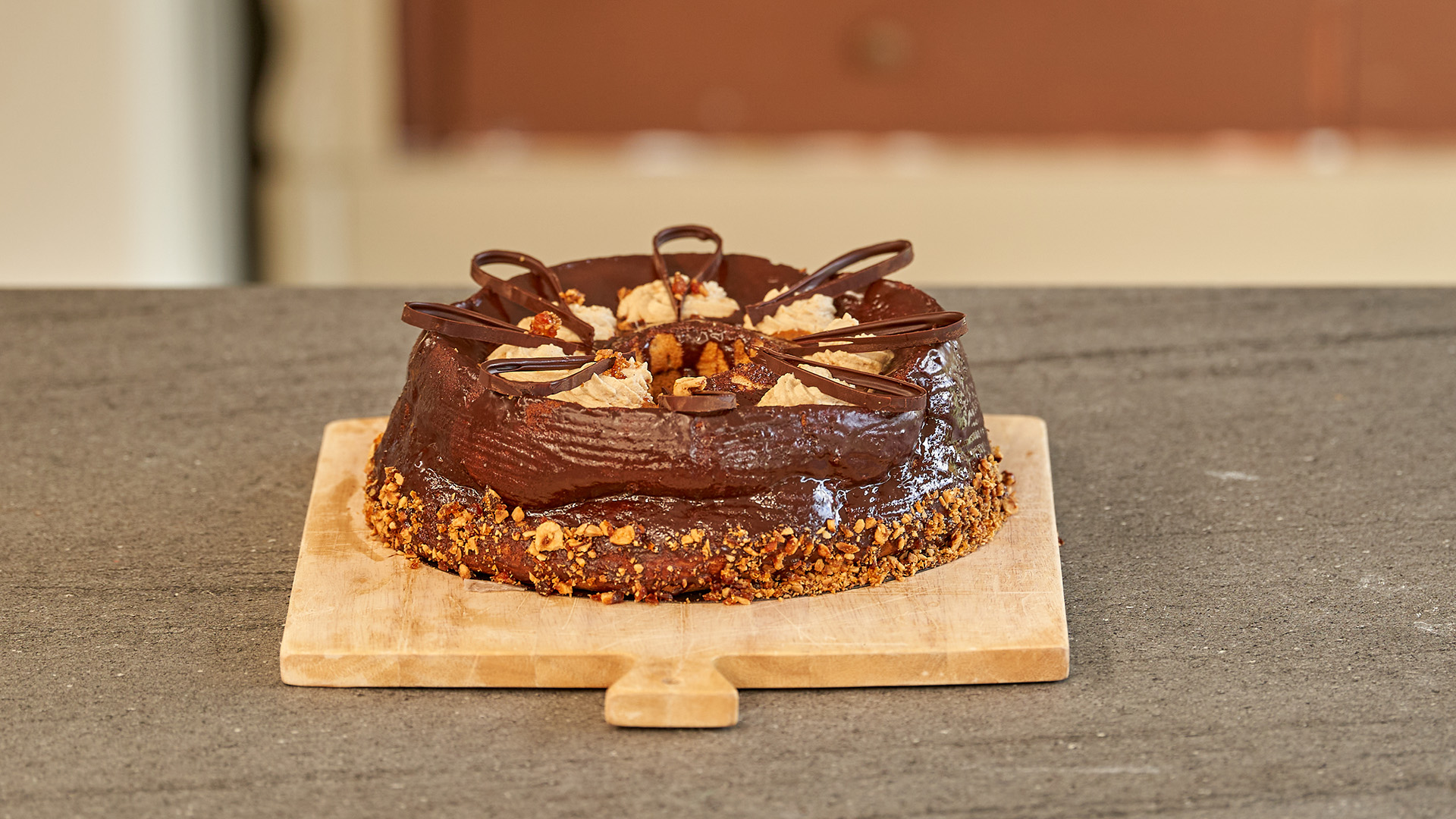 Chiffon cake met hazelnoot en koffie