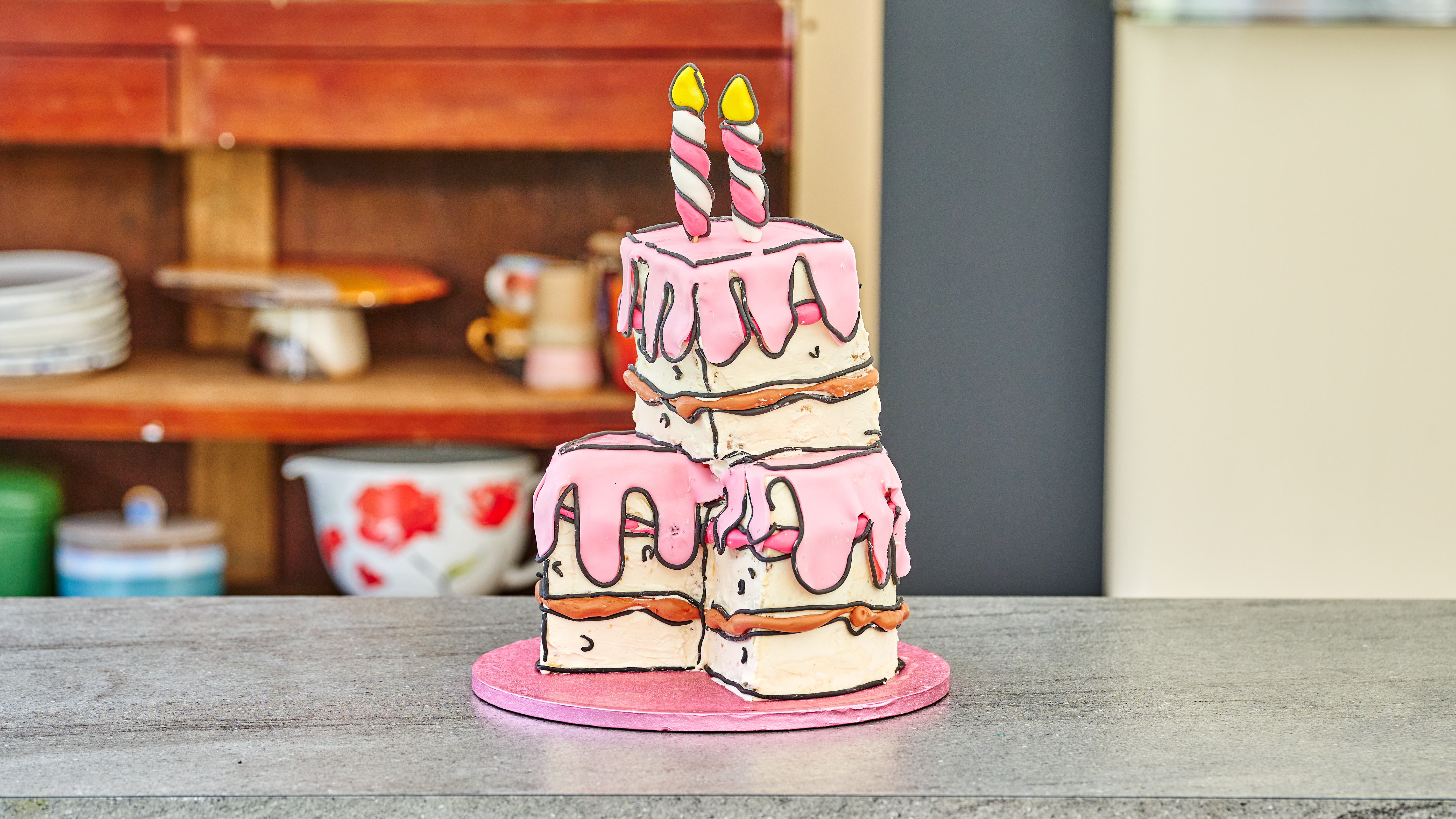 Feestelijke cartoon cake