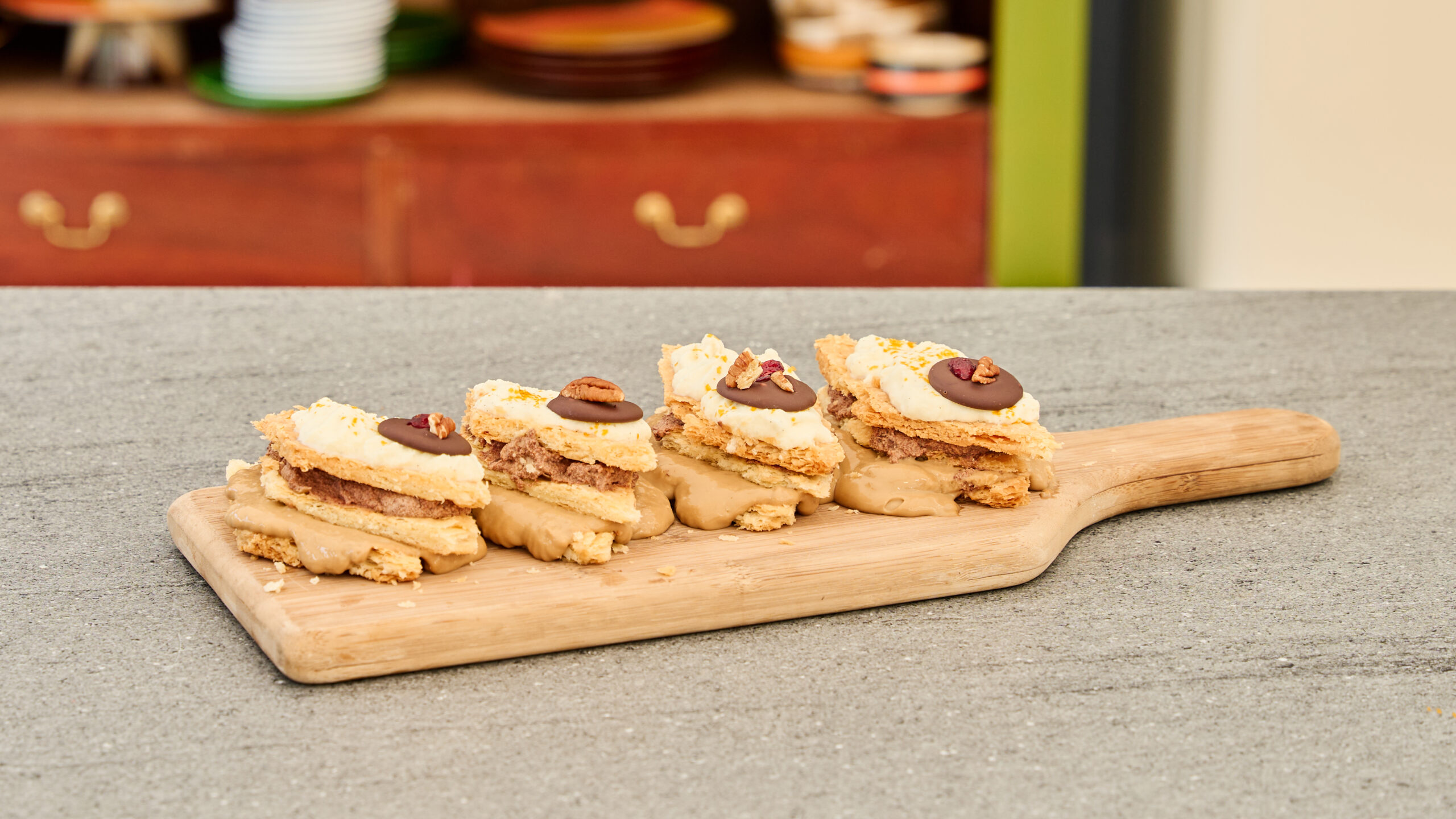 Millefeuille met koffieroom en chocolademousse