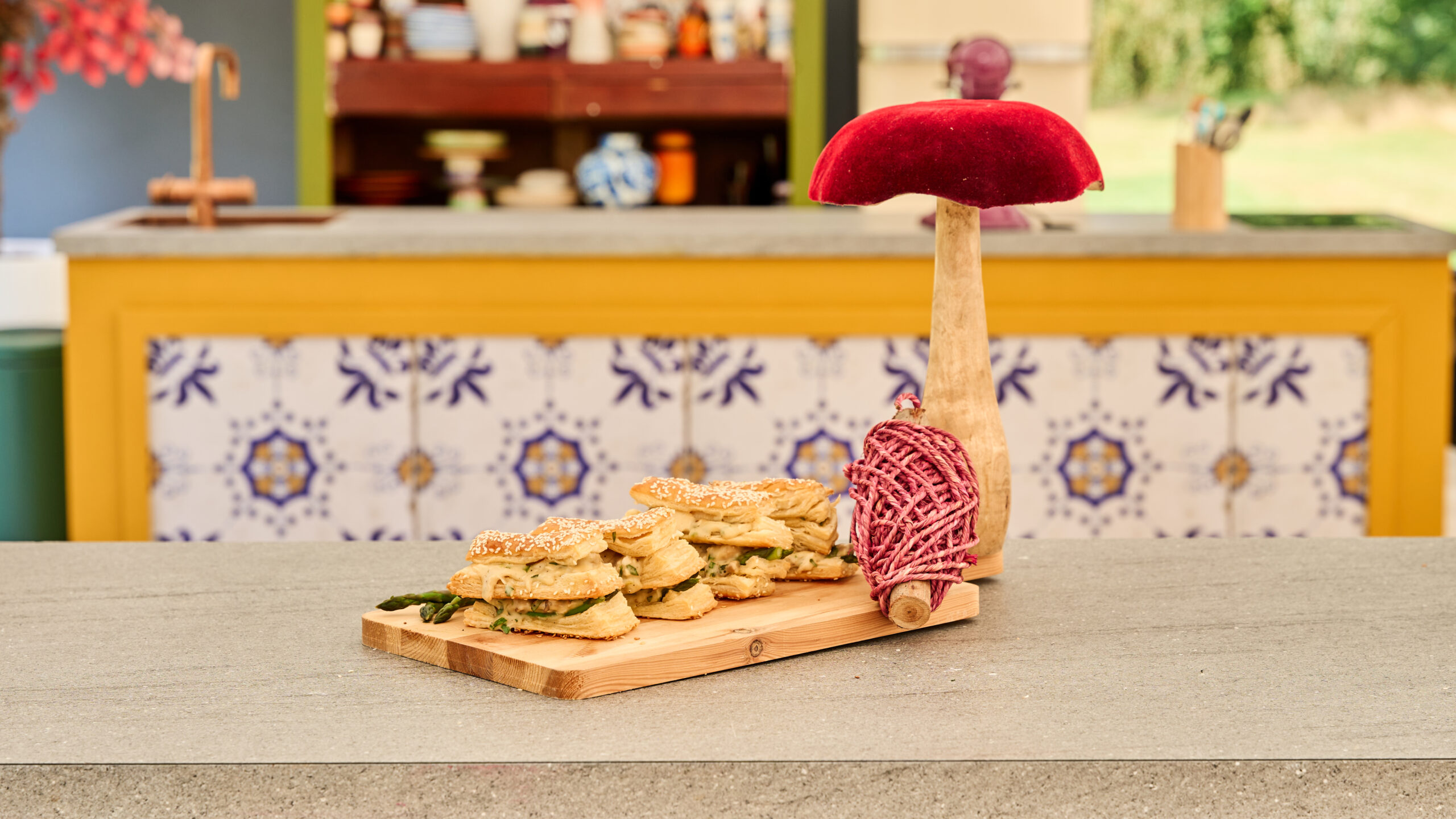 Millefeuille met kip en groene asperges