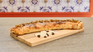 Strudel met peren, kastanjes en gekonfijte gember van Mats