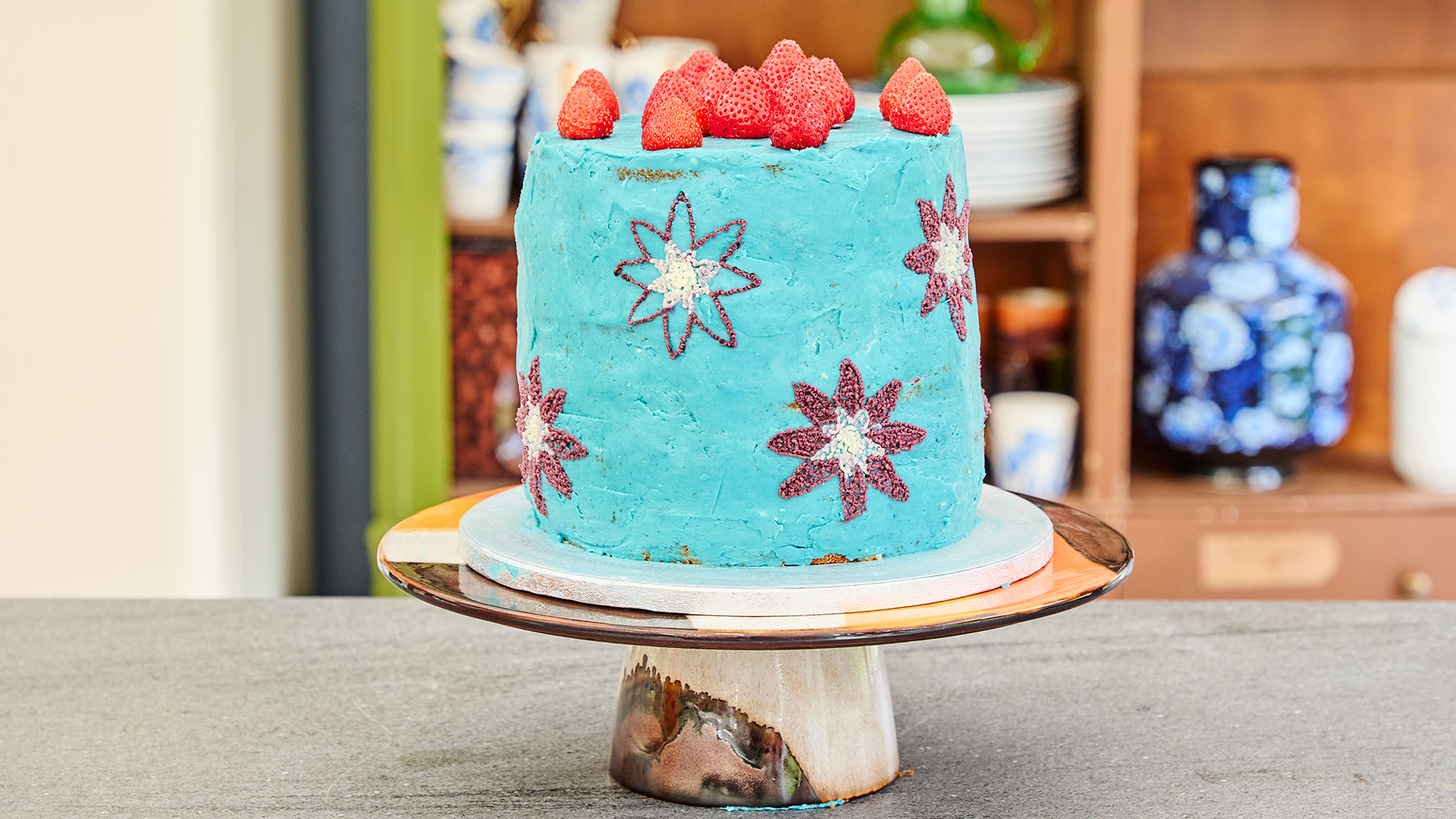 Patroontaart van Genoise cake met oranjebloesemsiroop