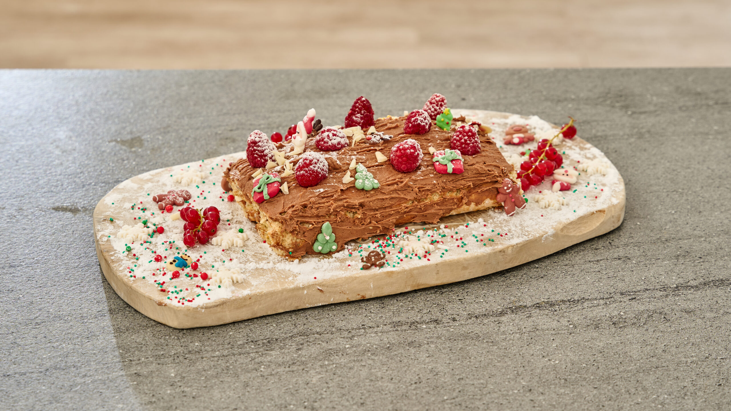 Bûche de Noël met chocolade crème