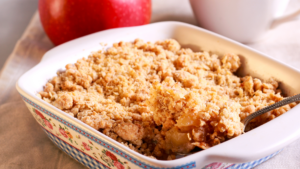 Appel crumble in een schaal