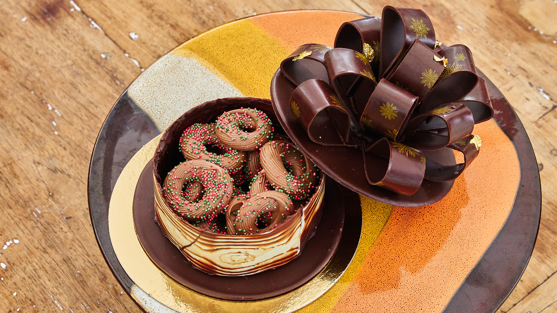 Chocolade kerstkransjes in een chocoladedoosje van Robèrt