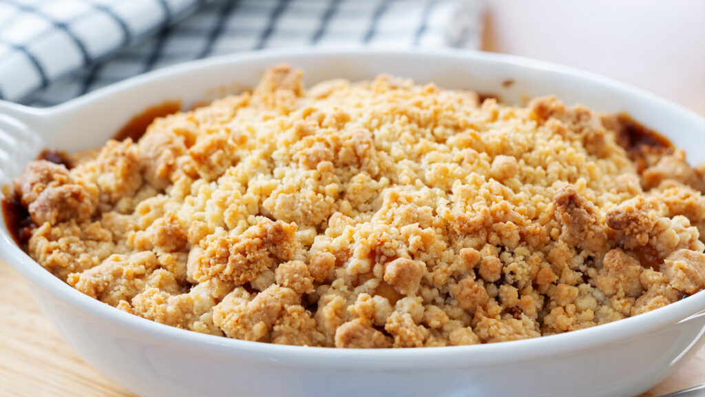 Crumble in een schaal