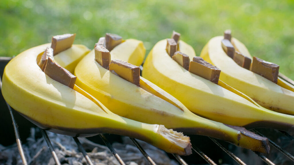 Gegrilde banaan van de barbecue.