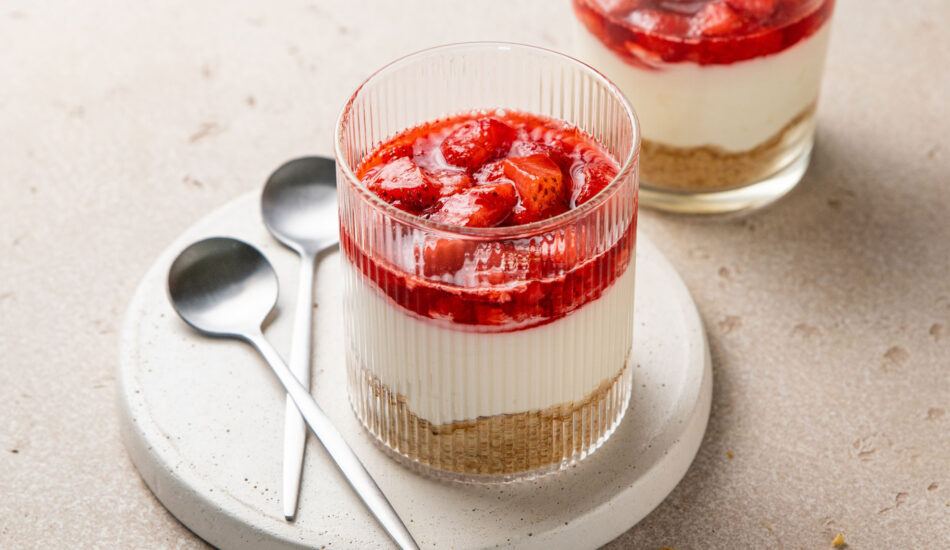 Aardbeien cheesecake glaasje